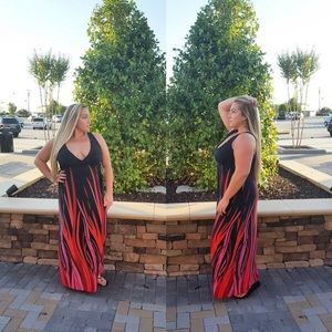 Black & red maxi dress